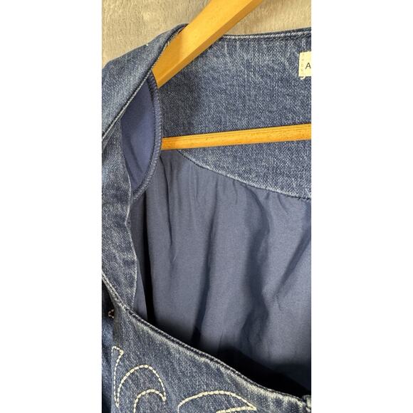 Avec Les Filles Western Embroidered Denim Minidress Size 14 Woman’s Cowgirl - Picture 8 of 11